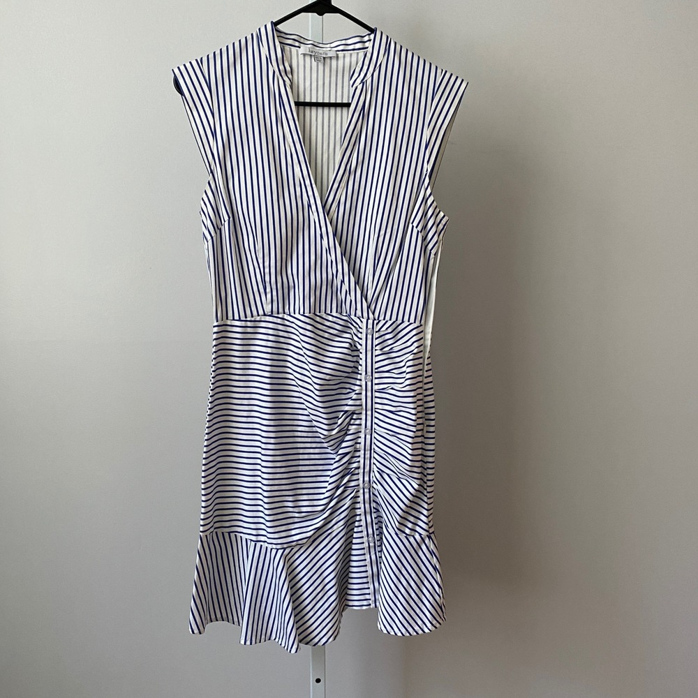 Lucy Paris S Blue White Striped Wrap Ruched Mini Dress Nautical Beach Coastal